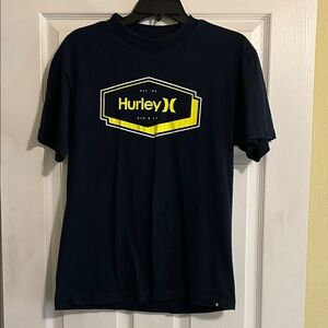 Hurley Dark Blue Tee with Bright Yellow Graphic